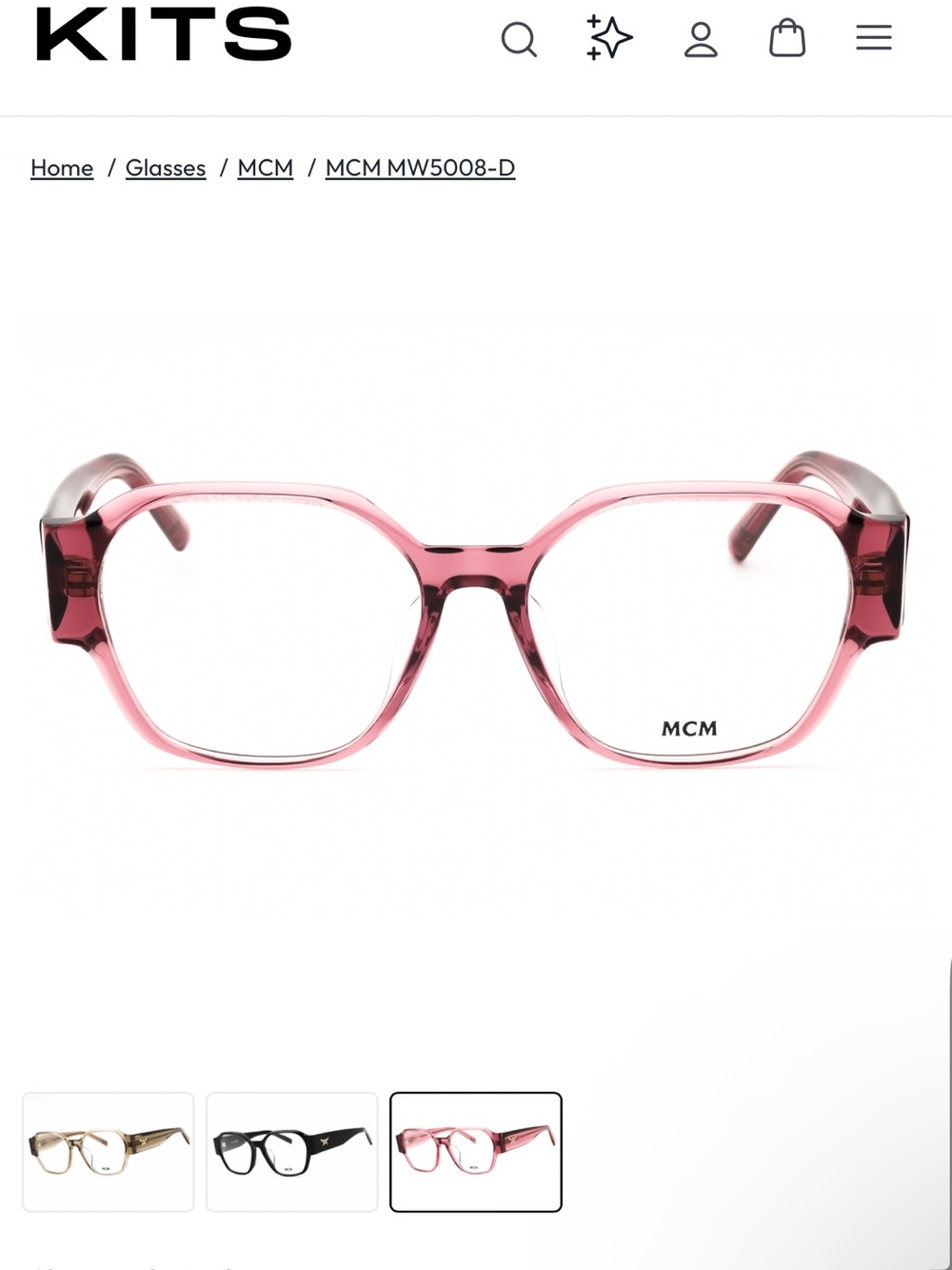 MCM Pink Crystal Hexagonal Optical Frames Blue Light Glasses